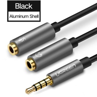 Ugreen (AV141) Audio Cable 3.5mm Jack Microphone Splitter cable 1 Male to 2 Female black (ABS/Aluminum Shell)