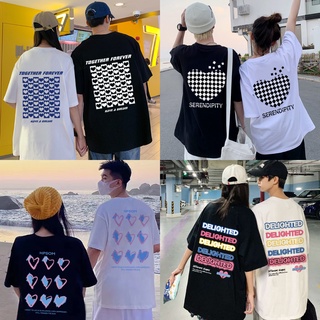 SHINee11 เสื้อยืดแขนสั้นแฟชั่น oversized เสื้อคอกลมผู้หญิง เสื้อโอเวอร์ไซส์เกาหลี ลายหัวใจ ฮิปฮอป เสื้อผ้าแฟชั่นวัยรุ่น วินเทจ (ไซซ์ S-3XL)