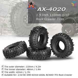 t &amp; t 4 ชิ้น austar ax - 420 1 . 9 นิ้ว 110 มม. 1/10 ร็อคตีนตะขาบ rc 4 ชิ้นสําหรับ d 90 scx 10 axial