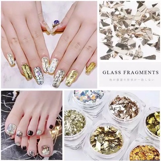 🇹🇭พร้อมส่ง!!🇹🇭ฟอยล์กระจกแตก GLASS FRAGMENTS ฟอยล์ติดเล็บ เซ็ต 6 กระปุก