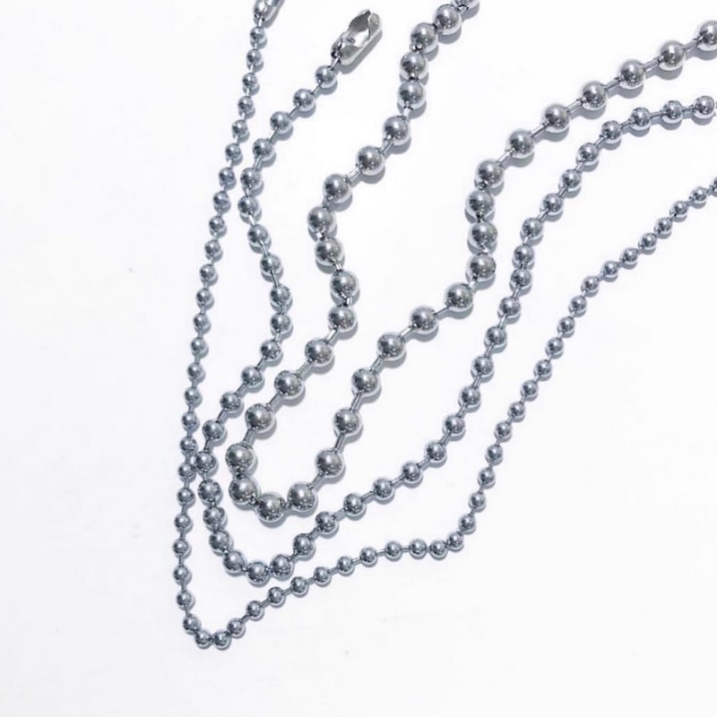 STEEL BEADS สร้อยลูกปัดไข่ปลาสแตนเลส ลูกปัดเงิน