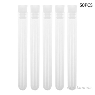 GODD  50Pcs/Pack 12x100mm Transparent Laboratory Clear Plastic Test Tubes Vials With Push Cap School Lab Supplies