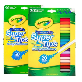 Crayola ปากกาสีน้ำแท่งบางล้างทำความสะอาดได้ 20 50 สีเด็กอนุบาลวาดภาพชุดแปรงสีกราฟฟิตี