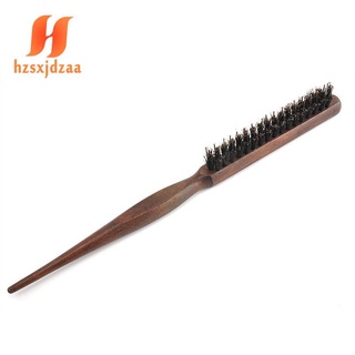 Wood Handle Natural Boar Bristle Hair Brush Fluffy Comb Wood-color