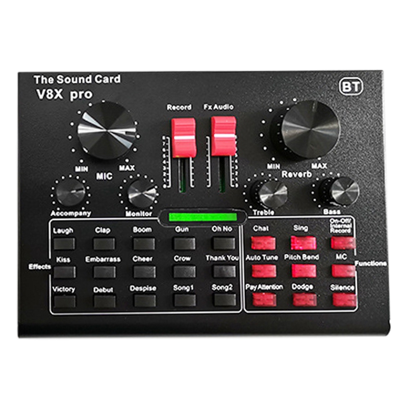 V8X PRO Audio Mixer Live Sound Card Bluetooth 15 Sound Mode DSP