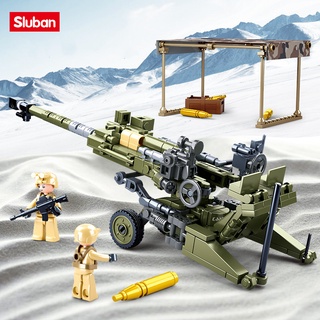 บล็อกตัวต่อ Sluban 0890 WW2 Army Light Howitzer ของเล่นสําหรับเด็ก 258 ชิ้น