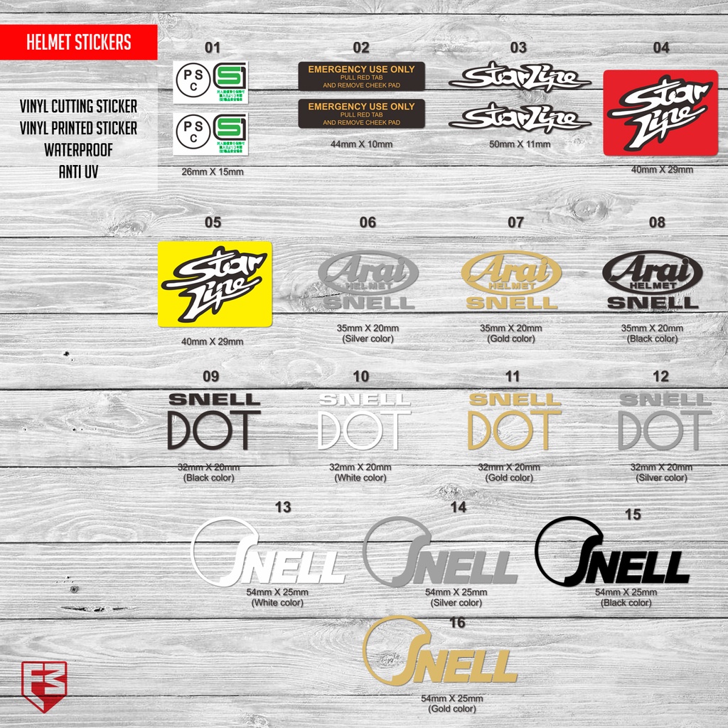 สติ๊กเกอร์โลโก้หมวกกันน็อค Catalog 1 Repaint Repair Modification kyt ink zeus