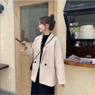 blazer ผู้หญิง เสื้อสูท👑Hot sale🔥ใหม่เกาหลีเสื้อสูทผู้หญิงย้อนยุคสบาย ๆ หลวมบางแจ็คเก็ต