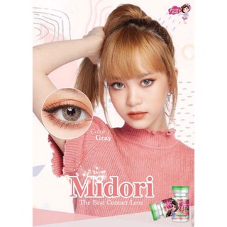 คอนแทคเลนส์ รุ่น Midori ยี่ห้อ Pretty doll มีสี เทา ตา สายตาปกติ