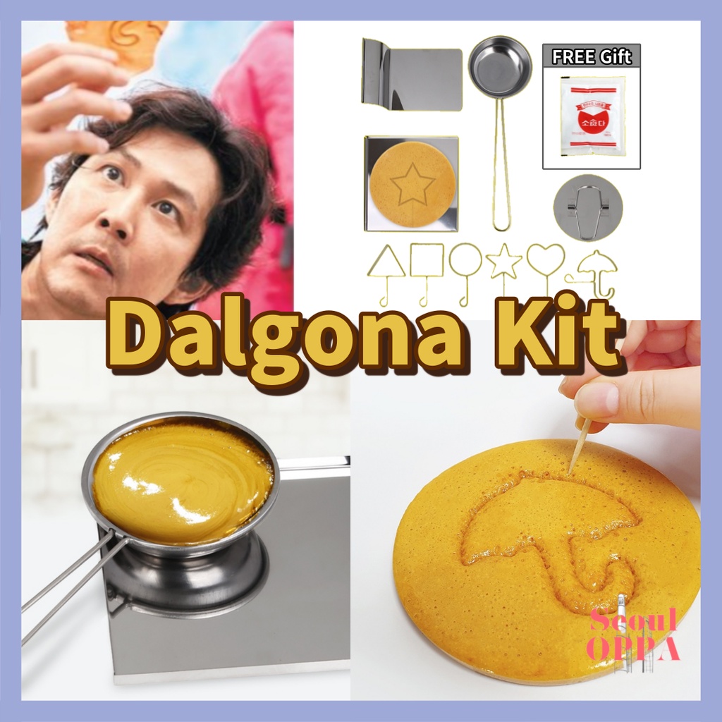 Squid Game Dalgona Candy and Korean Making Tools Set ขนมหวานดัลโกน่า ชุดเครื่องมือทําขนมหวาน Sugar H