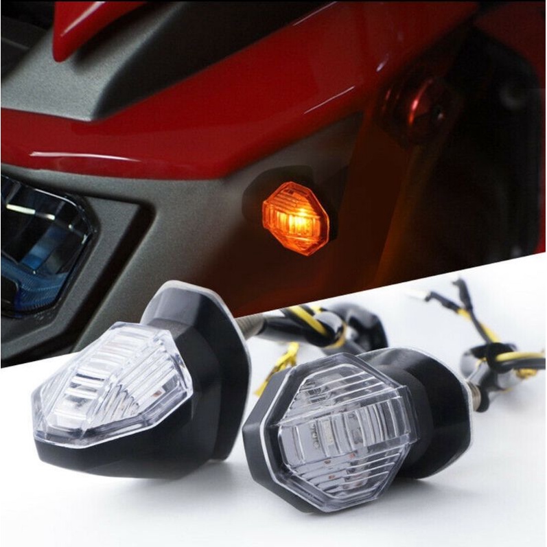 ไฟเลี้ยวมอเตอร์ไซค์ Led (02) ไฟเลี้ยวแต่ง 8เหลี่ยม สีส้ม 1คู่#พร้อมส่งทั่วไทย