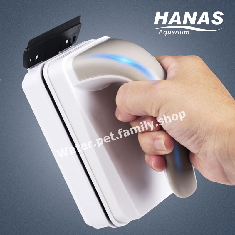 HANAS แปรงแม่เหล็กขัดตู้ปลาชนิดด้ามจับ แปรงแม่เหล็ก ทำความสะอาด Glass cleaner ขัดตู้ปลา ขัดกระจกตู้ป