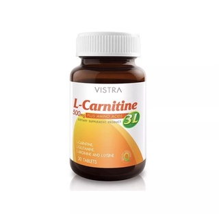 VISTRA L-Carnitine 500mg Plus 3L  วิสทร้า แอล-คาร์นิทีน 500 มก. พลัส 3 แอล 30เม็ด