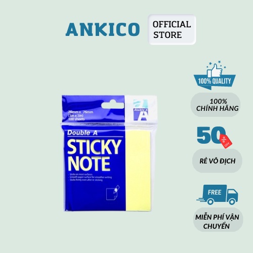 [ANKICO x DOUBLE A] กระดาษโน้ต Double A กระดาษโน้ตสํานักงานสีเหลือง ขนาด (3x3 และ 3x2 และ 3x4)
