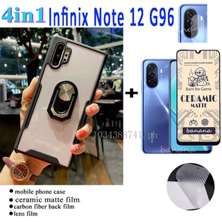 Infinix NOTE 12 G96 ฟิล์มกระจกนิรภัยเซรามิค 4in1 สําหรับ NOTE 12 G88 / HOT 12i 12 Play 12 ใหม่ หรูหรา ใส กันกระแทก เคสนิ่ม และฟิล์มเลนส์คาร์บอน และกล้อง