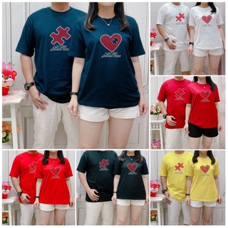 [S-5XL]ผ้าฝ้าย 100% เสื้อยืด พิมพ์ลาย King COUPLE Puzle LOVE สุดเท่ สําหรับผู้ชาย