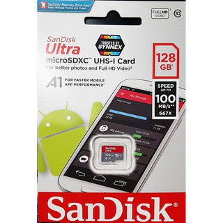 Sandisk MicroSD Ultra 128GB-512GB 100MB/s A1 ไม่มี Adapter ประกัน Synnex 10ปี