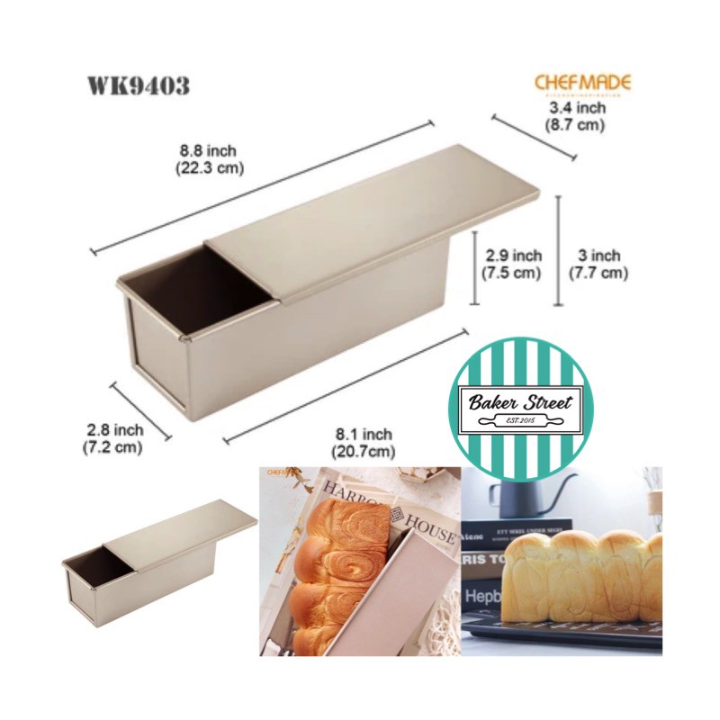 พิมพ์ CHEFMADE รหัส WK9403 พิมพ์ขนมปังเคลือบเทฟลอนสีทอง