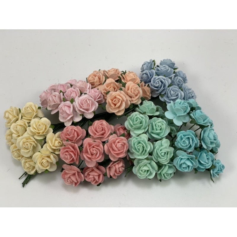 สีผสมพาสเทล 15mm 100 ดอก คละสี ดอกไม้กระดาษสา งานประดิษฐ์ งานแต่ง Mulberry Paper Flowers