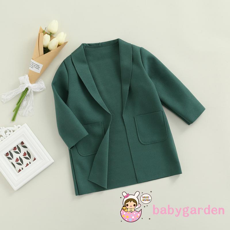 2-7ปี เด็ก/ทารกเพศหญิง/เด็กชายเสื้อลําลองสําหรับฤดูใบไม้ร่วง/ฤดูหนาว,สีทึบแขนยาวเปิดคาร์ดิแกนด้านหน้ากับกระเป๋า,สีเขียวทะเลสาบ/สีดํา/สีน้ําตาล
