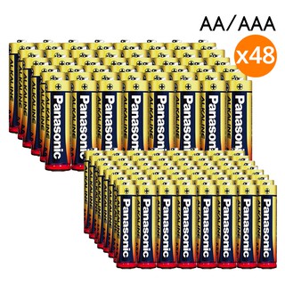 ถ่านอัลคาไลน์พานาโซนิค Panasonic ขนาด AA / AAA (แพ็ค 48 ก้อน) ถ่านไฟฉาย Alkaline  ของแท้ 100% [S24]