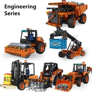 Lego Truck Crane Truck Excavator รถบรรทุกก่อสร้างเมืองรถบรรทุกเครนรถขุดเข้ากันได้กับเลโก้อนุภาคขนาดเล็กประกอบบล็อกของเล่น