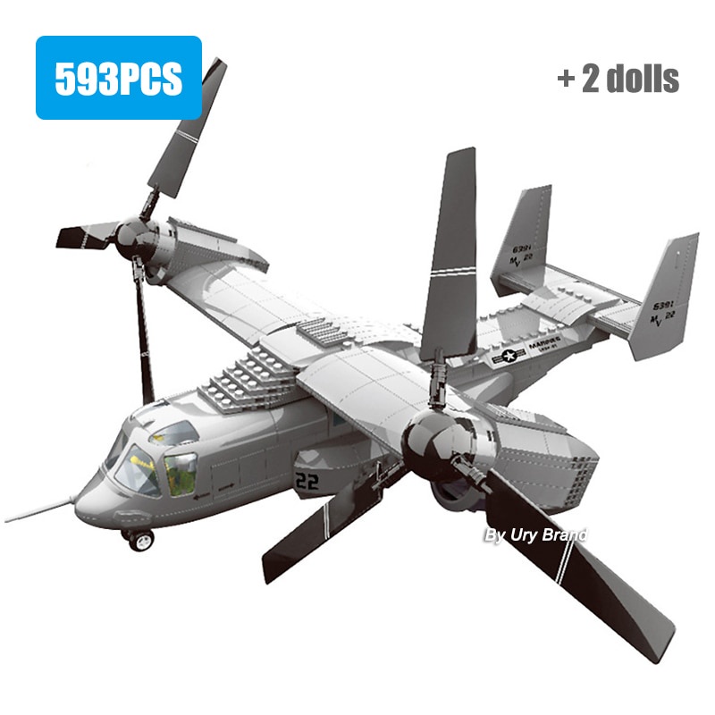 Wange 5006 เครื่องบินเฮลิคอปเตอร์ทหาร Army US V-22 Osprey Tiltrotor ขนส่งเครื่องบินประกอบของเล่น
