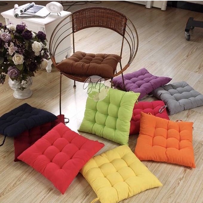 พร้อมส่ง เบาะนั่ง หมอนรองนั่ง เบาะรองนั่งทรงสี่เหลี่ยม40*40cm พร้อมเชือกคล้องเก้าอี้ ใช้พิงหลังได้