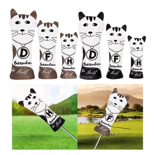 PU Leather Golf Wood Headcovers with No. Tag Long Neck Golf Club Head Cover