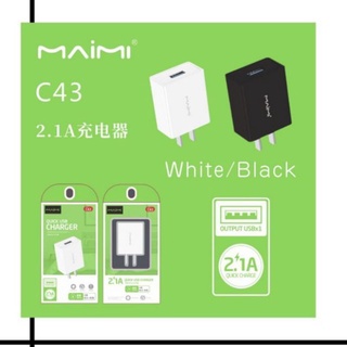 หัวชาร์จMaimi C43 ของแท้ 100% ปลั๊กชาร์จไฟบ้าน1 USB 2.4A MAX