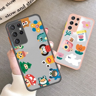 for Samsung Galaxy S21 Ultra S20 FE S10 Plus Cartoon Animal Flowers Casing Accurate Protective Hard Scrub Cover Phone Case เคสโทรศัพท์ เคสซิลิโคน