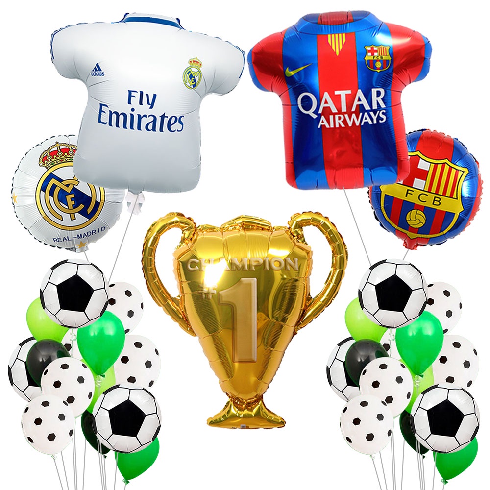 ลูกโป่งฟอยล์ ลายธีมฟุตบอล Messi Ronaldo Real Madrid Barca Champions League สําหรับตกแต่งปาร์ตี้วันเก