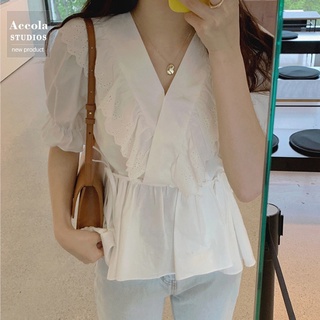 Suxi เสื้อเชิ้ตแขนสั้น เข้ารูป สีพื้น แบบเรียบง่าย สไตล์วินเทจ แฟชั่นฤดูร้อน สําหรับผู้หญิง