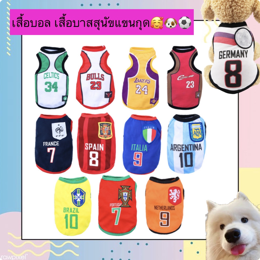 PP-346-1 เสื้อผ้าสัตว์เลี้ยง เสื้อสุนัข หมา ชุดแมว ทีมฟุตบอล ทีมบาสเก็ตบอล (Size : XS S M L) หลายไซส์ พร้อมส่ง