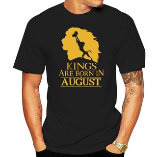 เสื้อยืดผ้าฝ้ายพิมพ์ลายขายดี เสื้อยืดผ้าฝ้าย พิมพ์ลาย Kings Are Born In August The Lion King สีดํา สําหรับผู้ชาย S-3Xl 2