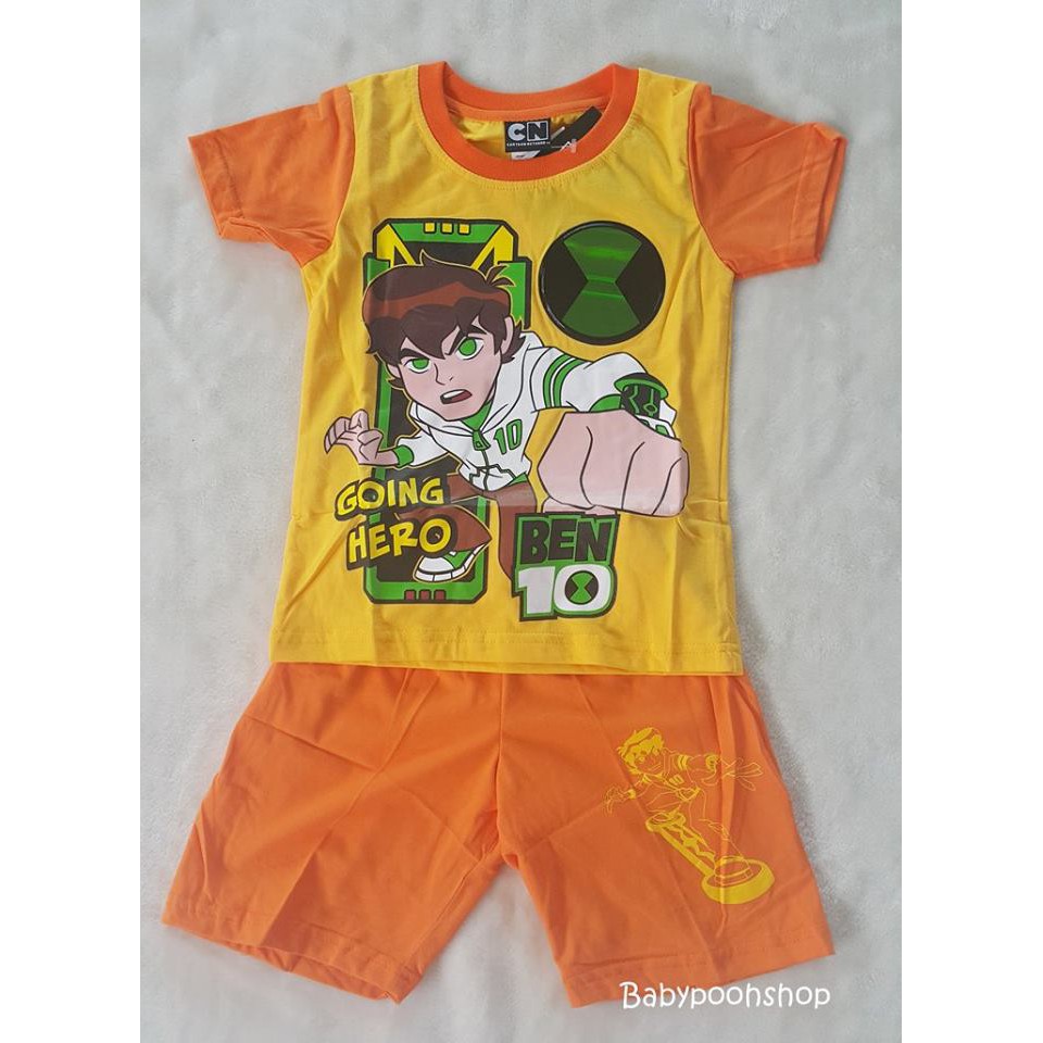 Set เสื้อ+กางเกงขาสั้น Ben10 Going Hero สีส้ม