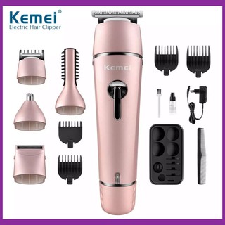 KEMEI KM-1015 ปัตตาเลี่ยน ปัตตาเลี่ยนตัดผมไฟฟ้าไร้สาย 10 in 1 ตัดแต่งทรงผมสีชมพู