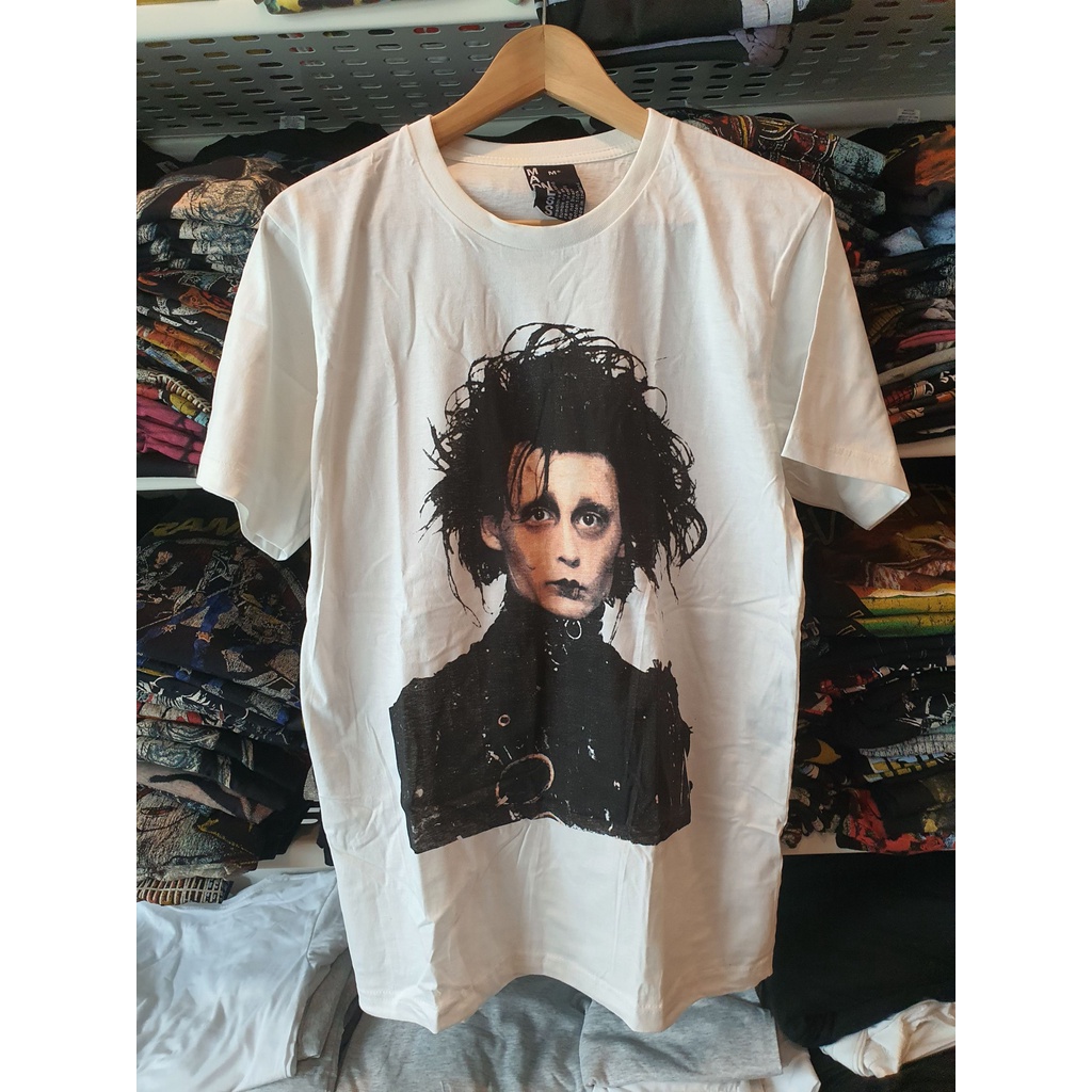 เสื้อยืดคอกลมเสื้อยืด Johnny Depp  Edward Scissorhands T-shirtผ้าฝ้ายแท้