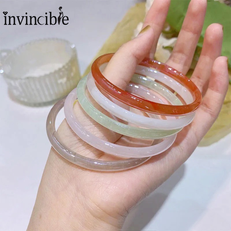 กําไลข้อมือ แถบบางโบราณ 10 สี / กําไลข้อมือแก้ว ขนาดเล็ก สไตล์ย้อนยุค / กําไลข้อมือหยกเทียม แบบห้ามบันได