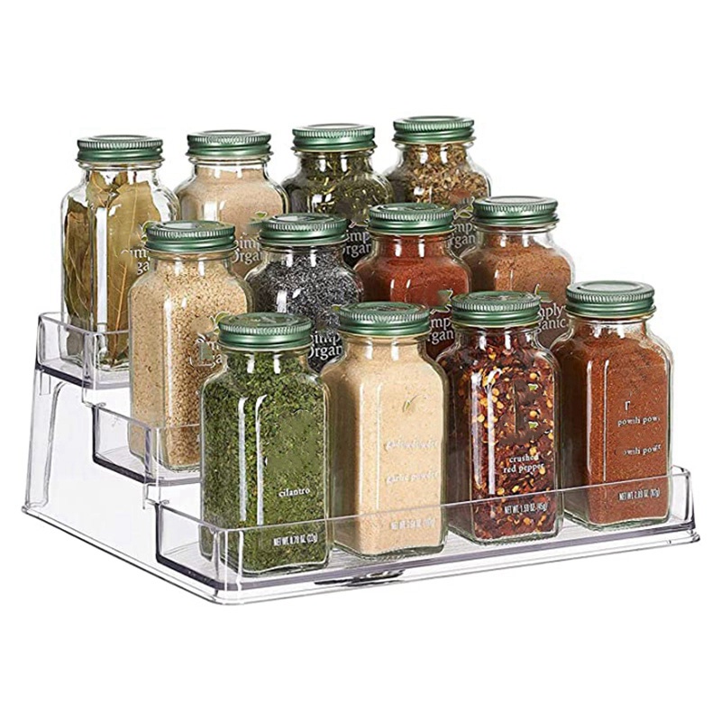 Spice Rack Kitchen Pantry Step Shelf Cabinet Organizer, Spice and Food Kitchen Cabinet Pantry Shelf 