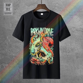 เสื้อยืดผู้ ใหม่ เสื้อยืดแขนสั้น ผ้าฝ้าย 100% พิมพ์ลาย Parkway Drive Sharktopus แฟชั่น สําหรับผู้ชาย LHZY S-5XL