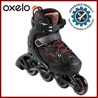 OXELO Roller skates รองเท้าสเก็ต โรลเลอร์สเก็ต สำหรับเด็ก รุ่น FIT 3 (สีดำ/ส้ม)