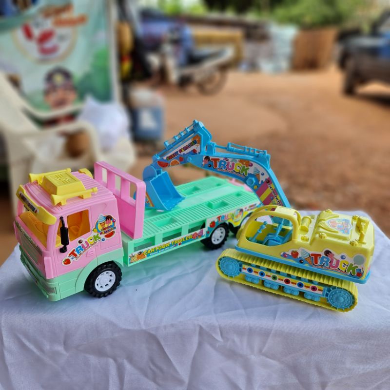 รถบรรทุกก่อสร้าง ของเล่นรถบรรทุกทหาร ของเล่นรถบรรทุก รถแมคโคร คละแบบ คละสี - รูปที่ 5