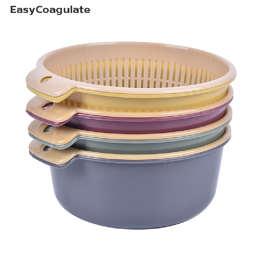Eas Portable Detachable Double-layer Hollow Fruit &Vegetable Cleaning Washing Basket Ate