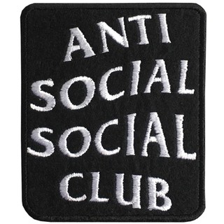 อาร์มปักลาย anti social social club Size 7*6cm #ปักขาวดำพื้นดำ งานปักคุณภาพสูง No.P7Aa52-0461