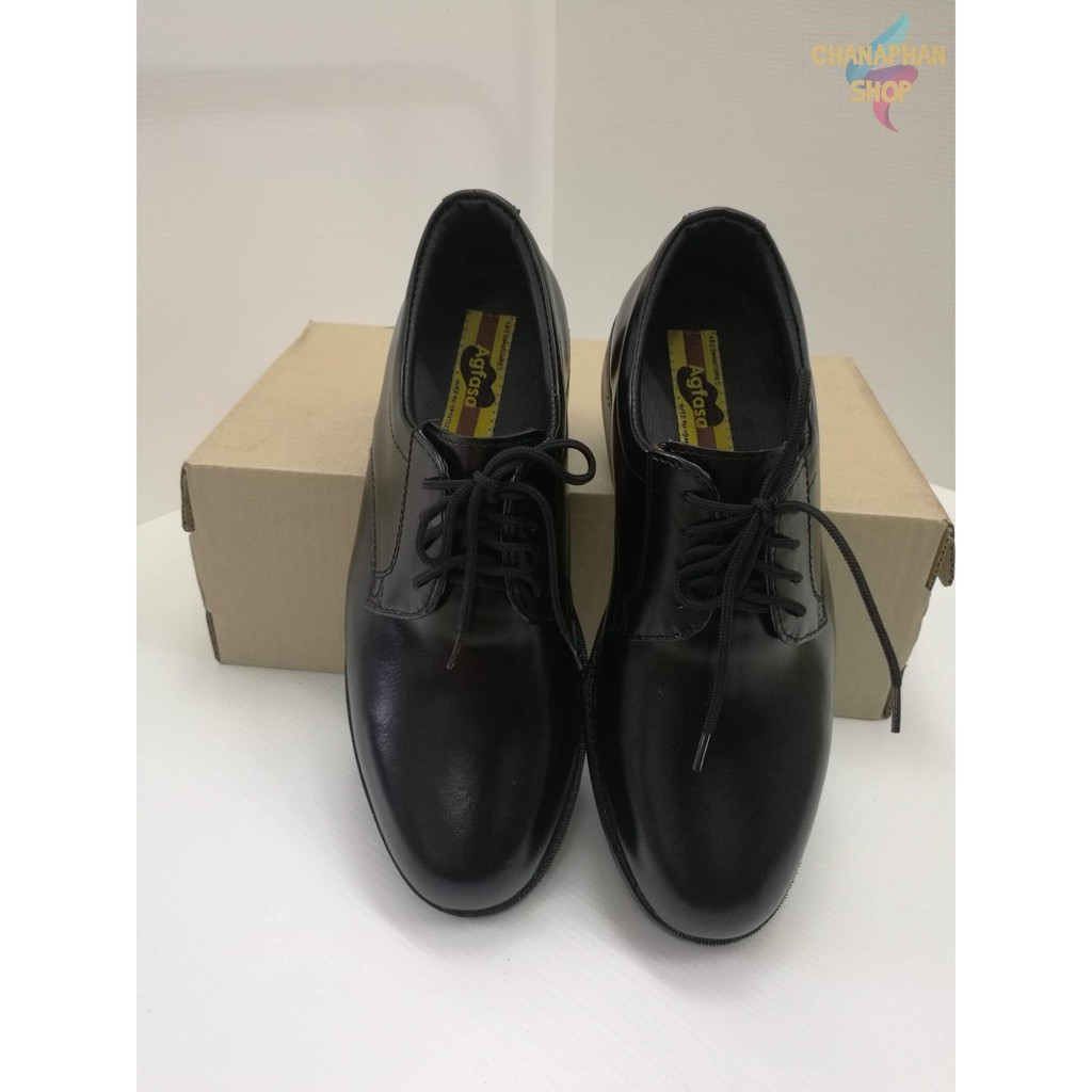 รองเท้าหนังผูกเชือกนักศึกษา รองเท้าหนังนักเรียนเทคนิค ยี่ห้อAGFASA รุ่นA-212 (สีดำ) ไซส์36-50 หนังเคลือบแท้ ใส่สบาย