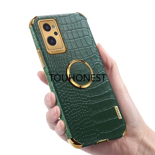 เคส Casing OPPO Realme 9i เคส Realme V25 Case Realme V23 Case Realme Q5i เคส Realme Narzo 50 เคส  Realme GT Neo 3 Case Realme 9 Pro Plus Crocodile Pattern Soft Leather Ring Phone Case โทรศัพท์มือถือหนังนิ่ม ลายหนังจระเข้ พร้อมแหวนนิ้ว สําหรั