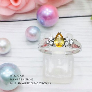 TSGjewelry🌸แหวนแท้ 925🌸ชุบทองคำขาว🌸พลอยแท้🌸รุ่น NR4276 พร้อมส่งไซส์ 7(54)