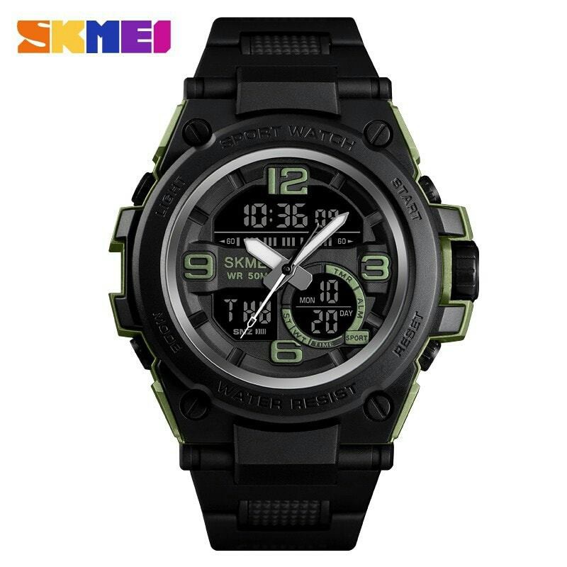 นาฬิกา SKMEI แบรนด์แท้ สุดเท่ห์ รุ่น SK1517 ⌚งาน 2 ระบบ ดิจิตอล/เข็ม กันน้ำได้ลึก 30 เมตร ดำเขียว