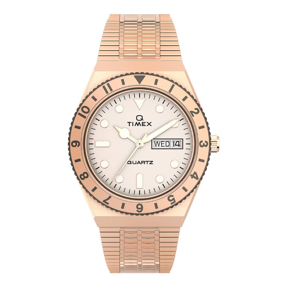Timex TW2U95700 WOMENS Q  นาฬิกาข้อมือผู้หญิง สายสแตนเลส Rose Gold หน้าปัด 36 มม.
